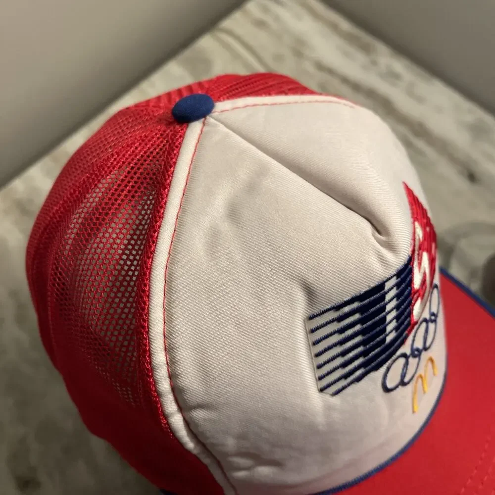 1984 USA Olympics McDonald's Vintage Snapback Trucker Hat Red/White/Blue Mesh